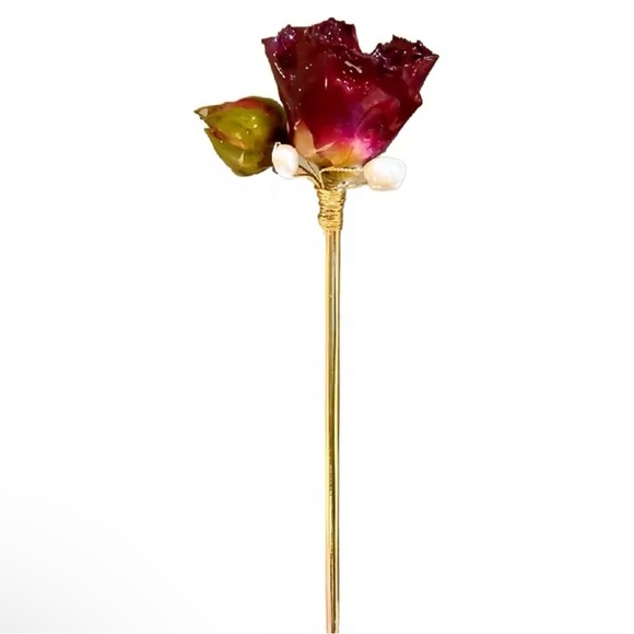 Rose Flower Hairpin Stick with Red Flower - Picture 6 of 6